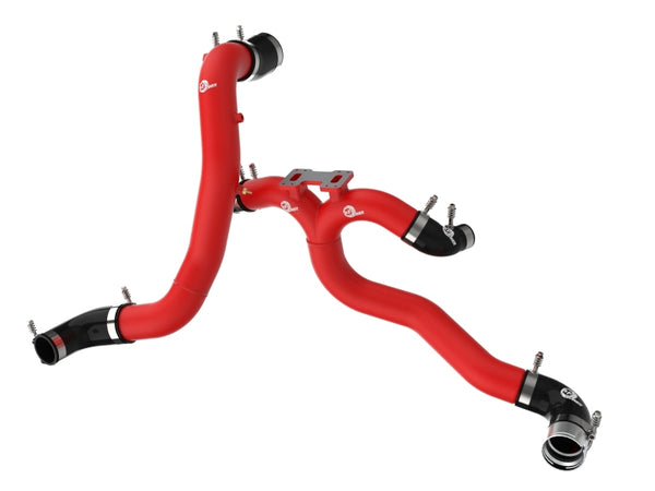 AFE 18-21 Kia Stinger V6-3.3L BladeRunner Alum Hot/Cold Charge Pipe Kit Red - Bull Strap