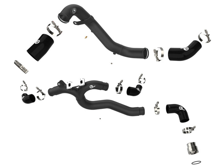 AFE 18-22 Kia Stinger V6-3.3L BladeRunner Alum Hot/Cold Charge Pipe Kit Black - Bull Strap