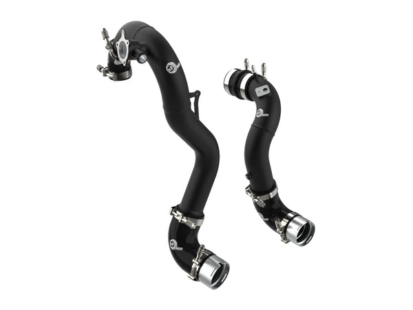 AFE 21-22 Ford Bronco L4-2.3L (t) BladeRunner Alum Hot/Cold Charge Pipe Kit - Black - Bull Strap