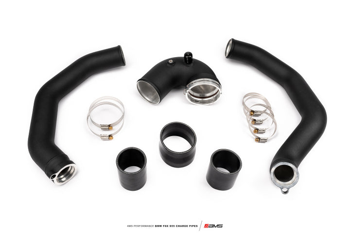 AMS Performance 15-18 BMW M3 / 15-20 BMW M4 w/ S55 3.0L Turbo Engine Charge Pipes - Bull Strap