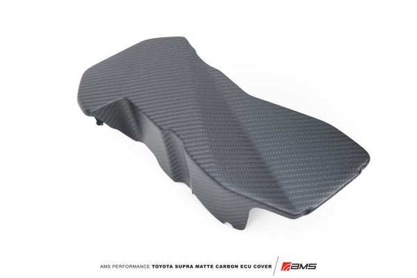AMS Performance 2020+ Toyota GR Supra Carbon Fiber ECU Cover - Matte Carbon - Bull Strap