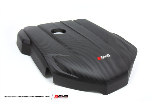 AMS Performance 2020+ Toyota GR Supra Carbon Fiber Engine Cover - Bull Strap