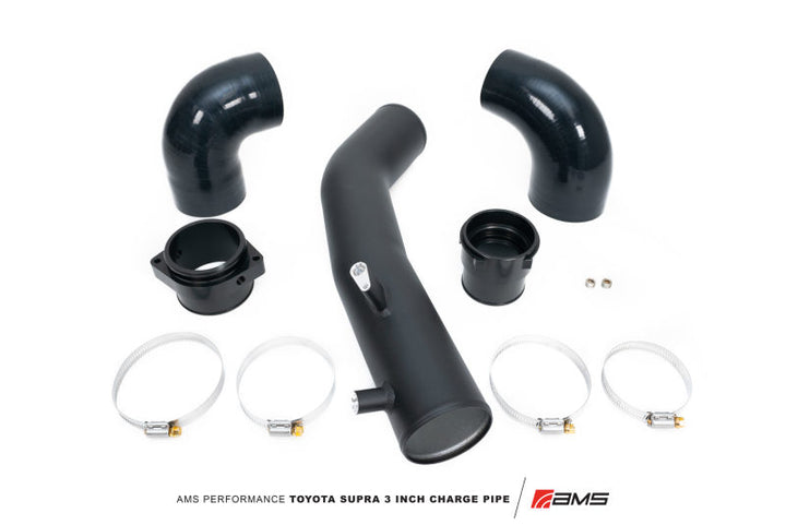 AMS Performance 2020+ Toyota Supra A90 Aluminum 3in Charge Pipe Kit - Bull Strap