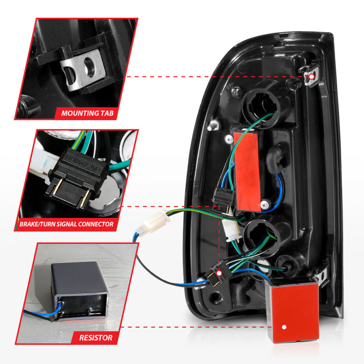 ANZO 00-06 Toyota Tundra LED Taillights w/ Light Bar Black Housing Clear Lens - Bull Strap