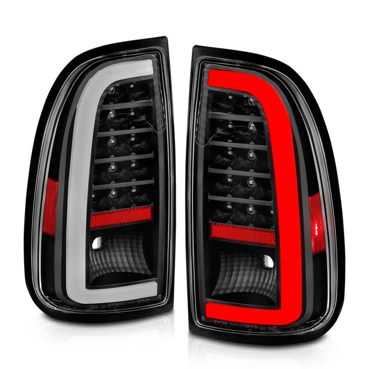 ANZO 00-06 Toyota Tundra LED Taillights w/ Light Bar Black Housing Clear Lens - Bull Strap