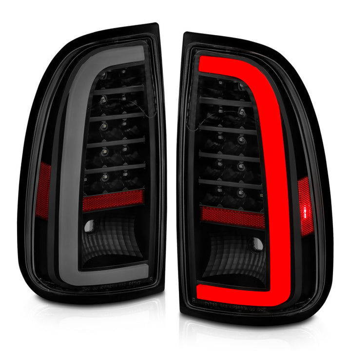 ANZO 00-06 Toyota Tundra (Std. Bed/Reg Cab) LED Taillights w/Light Bar Black Housing Smoke Lens - Bull Strap