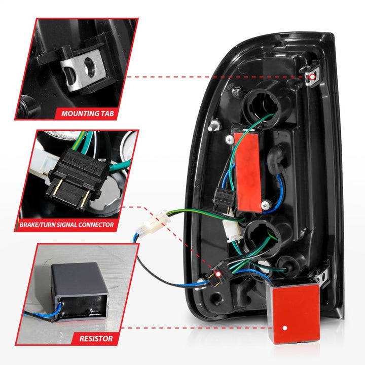ANZO 00-06 Toyota Tundra (Std. Bed/Reg Cab) LED Taillights w/Light Bar Black Housing Smoke Lens - Bull Strap