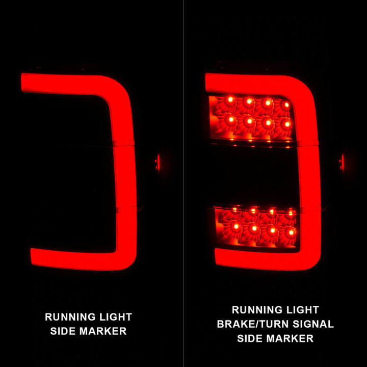ANZO 01-11 Ford Ranger LED Taillights - Black Housing w/ Smoke Lens & Light Bar - Bull Strap