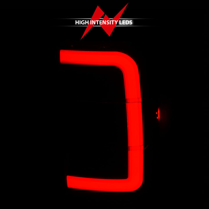 ANZO 01-11 Ford Ranger LED Taillights - Black Housing w/ Smoke Lens & Light Bar - Bull Strap