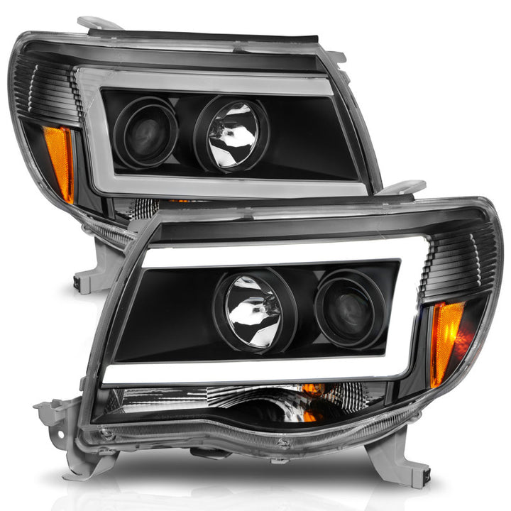 ANZO 05-09 Toyota Tacoma Projector Light Bar Style Headlights w/ C Light Bar - Bull Strap