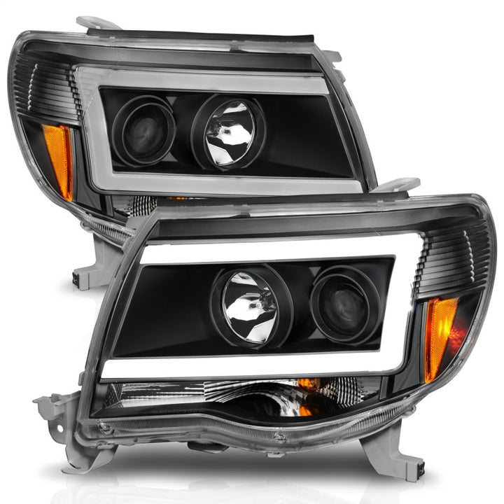 ANZO 05-09 Toyota Tacoma Projector Light Bar Style Headlights w/ C Light Bar - Bull Strap