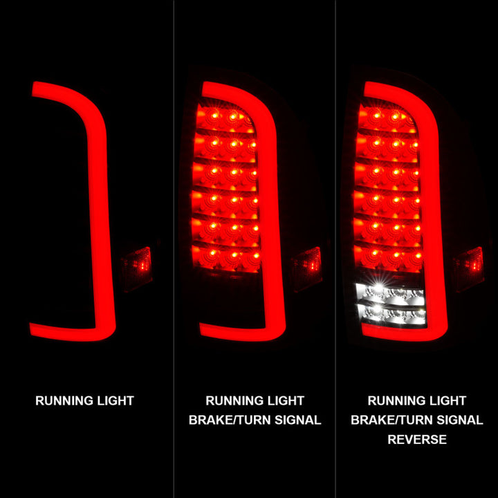 ANZO 05-15 Toyota Tacoma Full LED Tail Lights w/Light Bar Sequential Black Housing Clear Lens - Bull Strap