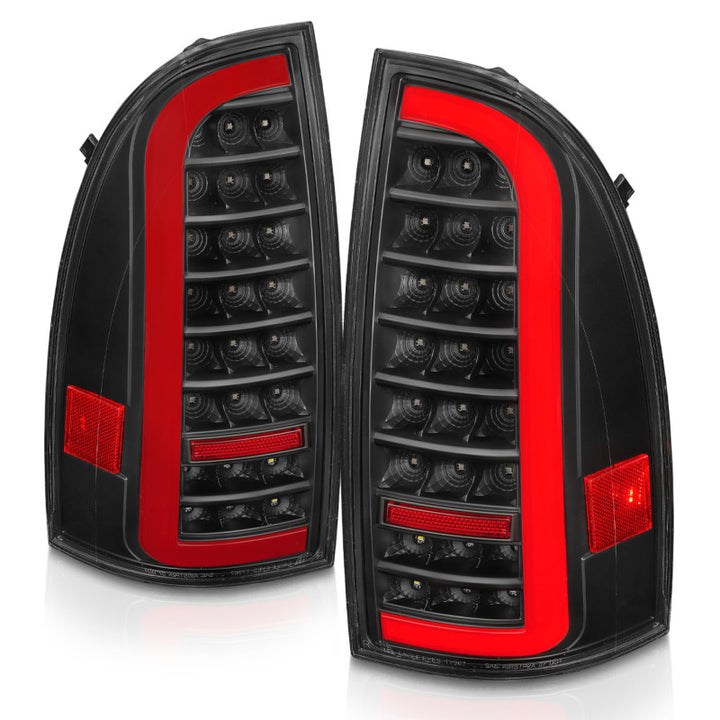 ANZO 05-15 Toyota Tacoma Full LED Tail Lights w/Light Bar Sequential Black Housing Clear Lens - Bull Strap