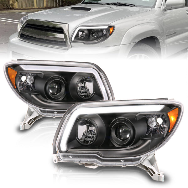 ANZO 06-09 Toyota 4 Runner Projector Headlights Plank Style - Black - Bull Strap