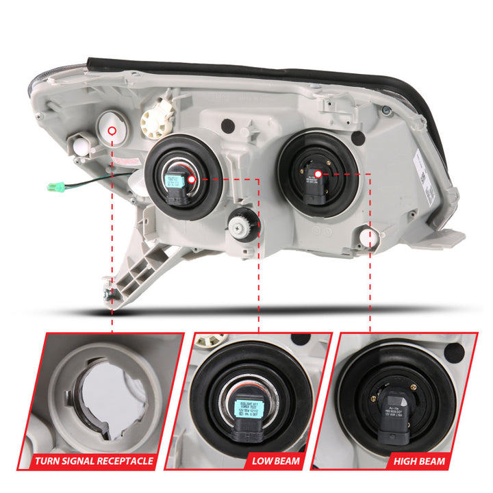 ANZO 06-09 Toyota 4 Runner Projector Headlights Plank Style - Black - Bull Strap