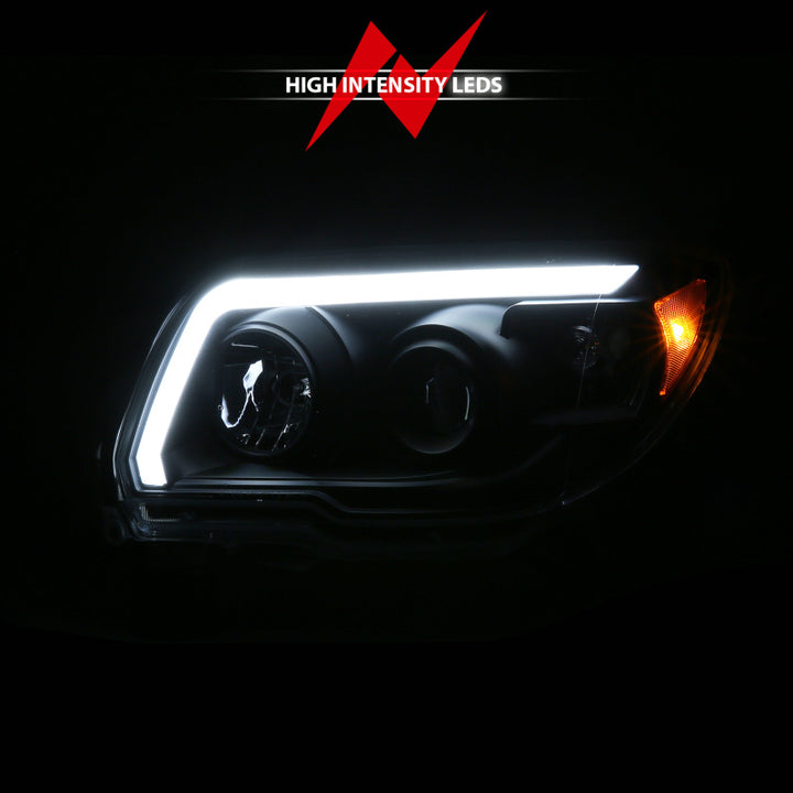 ANZO 06-09 Toyota 4 Runner Projector Headlights Plank Style - Black - Bull Strap