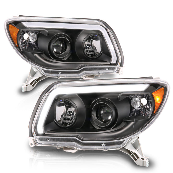 ANZO 06-09 Toyota 4 Runner Projector Headlights Plank Style - Black - Bull Strap