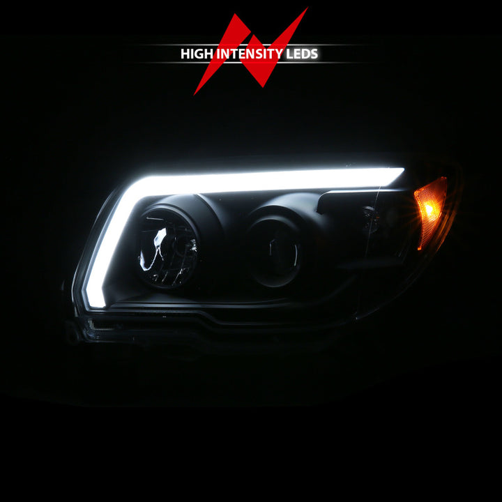 ANZO 06-09 Toyota 4 Runner Projector Headlights Plank Style - Black - Bull Strap