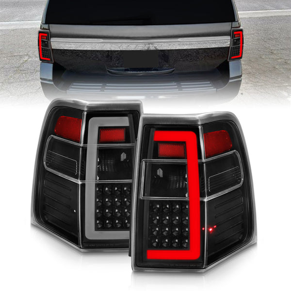 ANZO 07-17 Ford Expedition LED Taillights w/ Light Bar Black Housing Clear Lens - Bull Strap