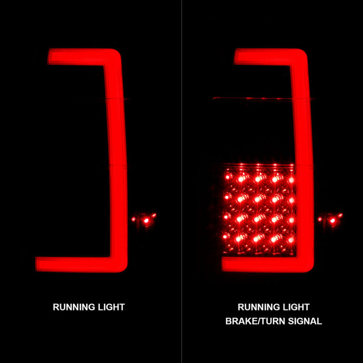 ANZO 07-17 Ford Expedition LED Taillights w/ Light Bar Black Housing Clear Lens - Bull Strap
