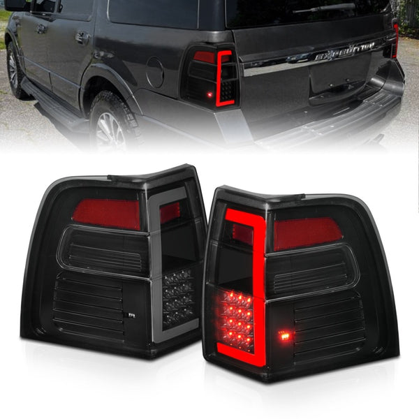 ANZO 07-17 Ford Expedition LED Taillights w/ Light Bar Black Housing Smoke Lens - Bull Strap
