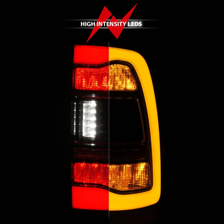 ANZO 09-18 Dodge Ram 1500 Sequential LED Taillights Smoke Black w/Switchback Amber Signal - Bull Strap