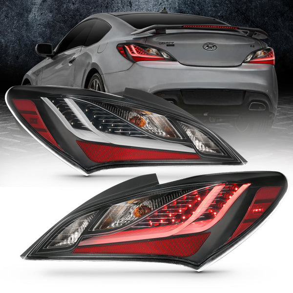ANZO 10-13 Hyundai Genesis 2DR LED Taillights Smoke - Bull Strap