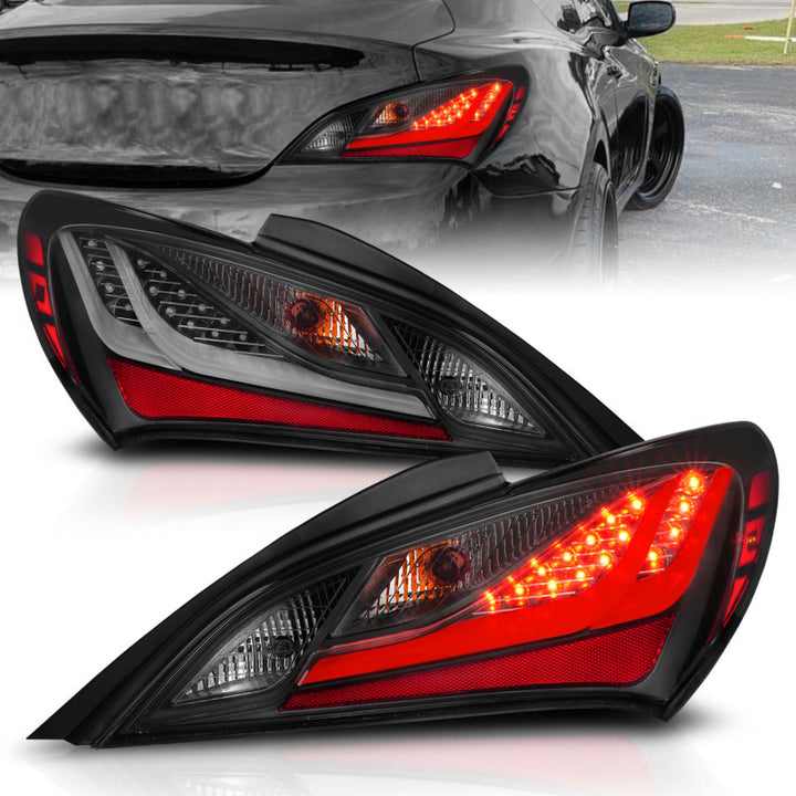 ANZO 10-13 Hyundai Genesis 2DR LED Taillights Smoke - Bull Strap