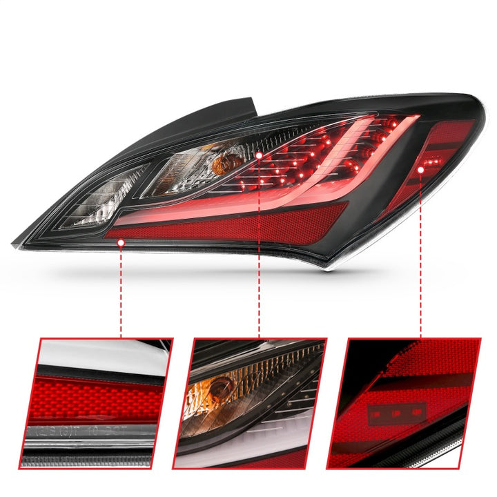 ANZO 10-13 Hyundai Genesis 2DR LED Taillights Smoke - Bull Strap