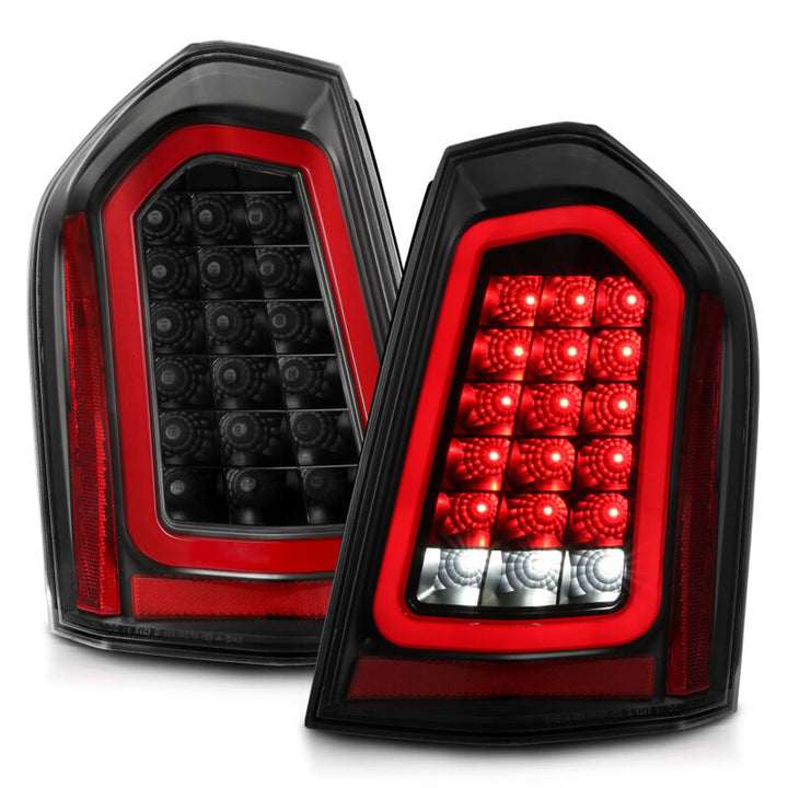 ANZO 11-14 Chrysler 300 LED Taillights Black w/ Sequential - Bull Strap