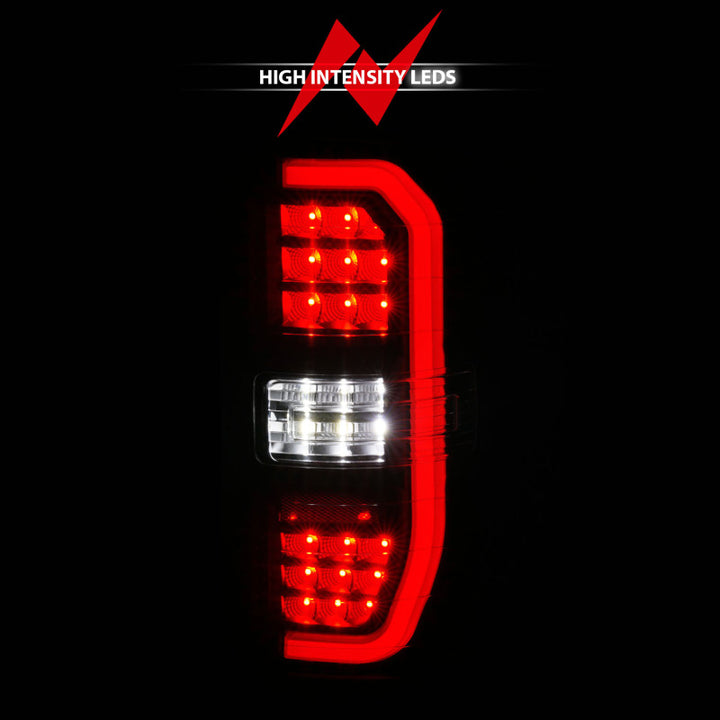ANZO 14-18 GMC Sierra 1500 Full LED Taillights Black Housing Clear Lens (w/C Light Bars) - Bull Strap