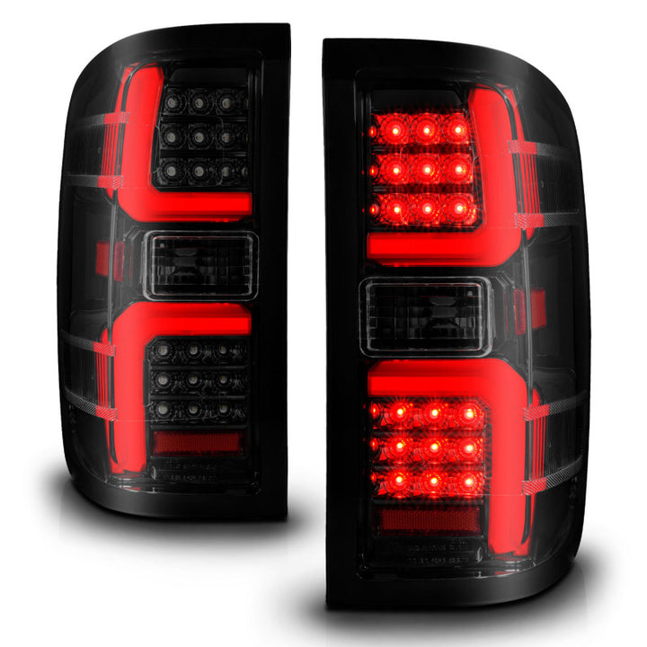 ANZO 15-19 Chevrolet Silverado 2500 HD/3500 HD LED Taillight w/ Sequential Black Housing/Smoke Lens - Bull Strap