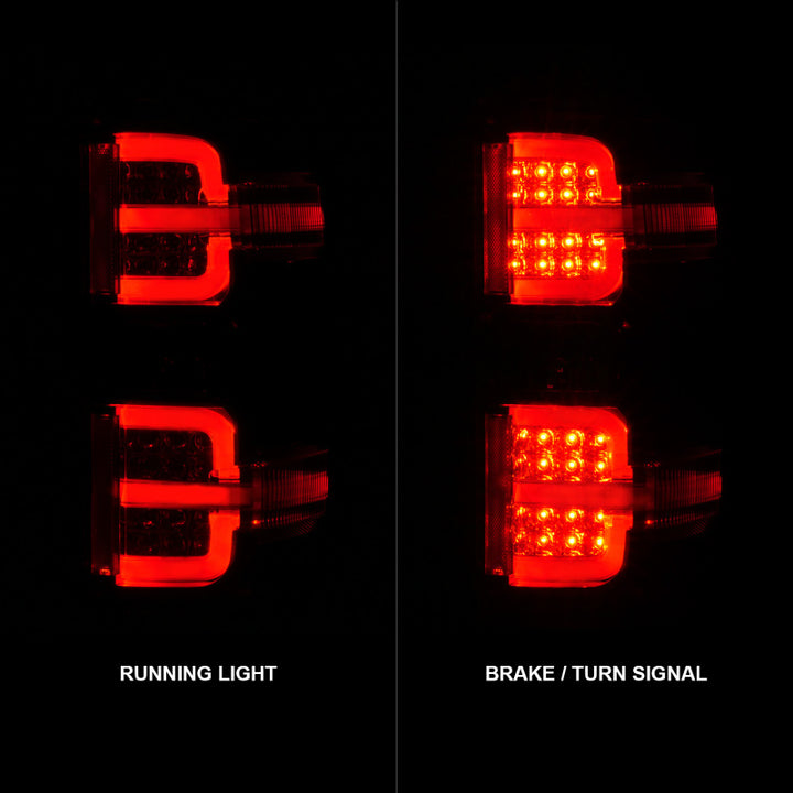 ANZO 15-19 Chevy Silverado 2500HD/3500HD (Factory Halogen Only) LED Tail Lights Black w/Clear Lens - Bull Strap