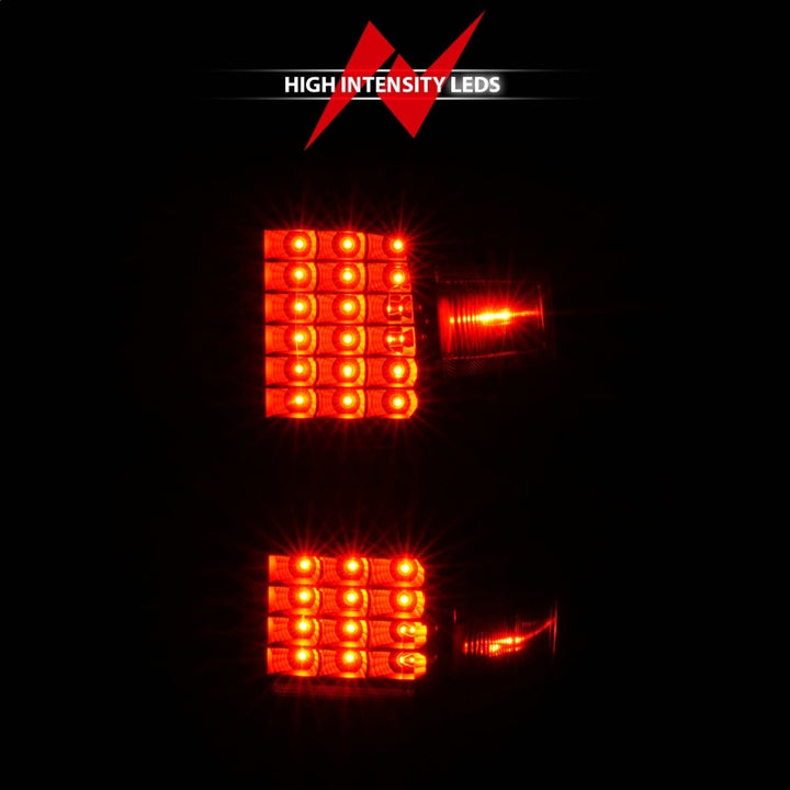ANZO 15-19 Chevy Silverado 2500HD/3500HD (Factory Halogen Only) LED Tail Lights Black w/Clear Lens - Bull Strap