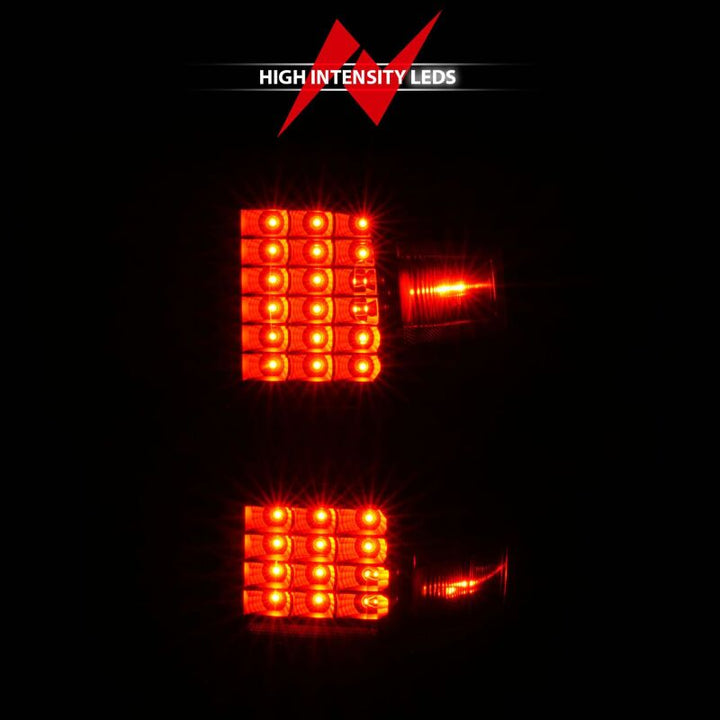 ANZO 15-19 Chevy Silverado 2500HD/3500HD (Factory Halogen Only) LED Tail Lights Black w/Clear Lens - Bull Strap