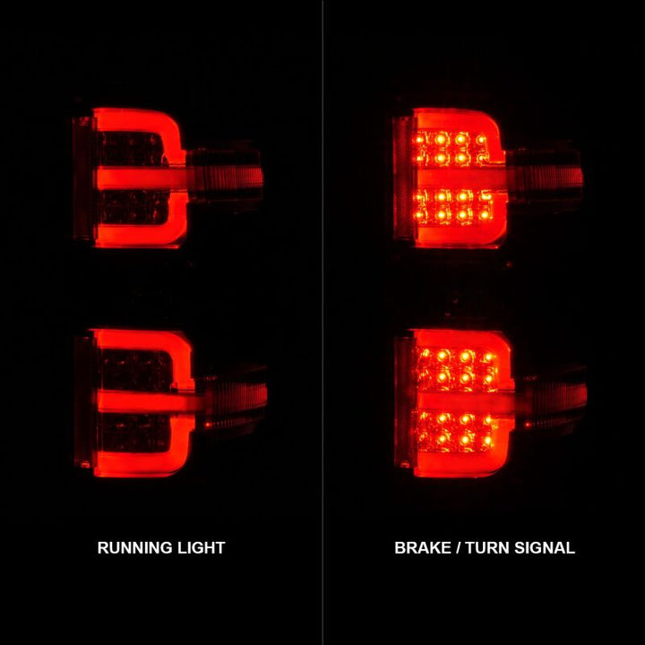 ANZO 15-19 Chevy Silverado 2500HD/3500HD (Factory Halogen Only) LED Tail Lights Black w/Clear Lens - Bull Strap