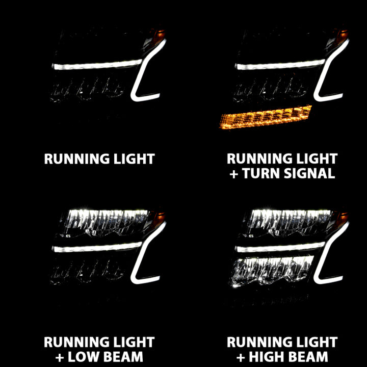 ANZO 15-20 Chevy Tahoe/Suburban LED Light Bar Style Headlights Black w/Sequential w/DRL w/Amber - Bull Strap