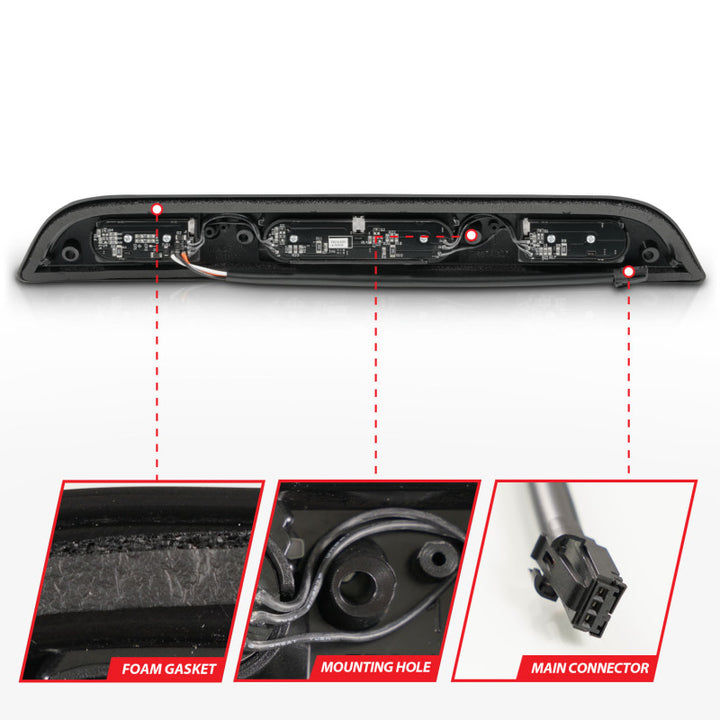 ANZO 15-20 Ford F-250 - F-550 LED Third Brake Light - Black Housing/Clear Lens - Bull Strap