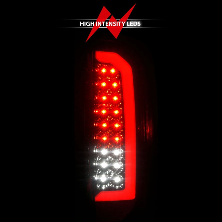 ANZO 15-21 GMC Canyon Full LED Tail Lights w/ Red Lightbar Black Housing Smoke Lens - Bull Strap