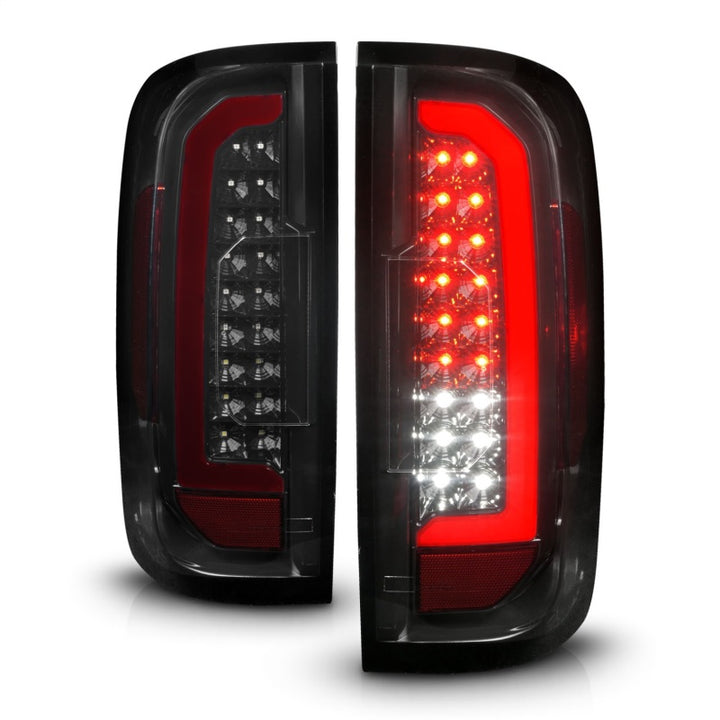 ANZO 15-21 GMC Canyon Full LED Tail Lights w/ Red Lightbar Black Housing Smoke Lens - Bull Strap