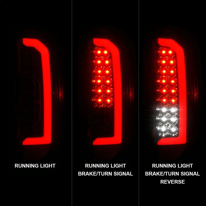 ANZO 15-21 GMC Canyon Full LED Tail Lights w/ Red Lightbar Black Housing Smoke Lens - Bull Strap
