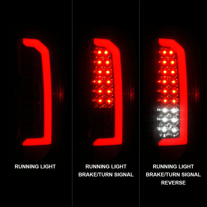ANZO 15-21 GMC Canyon Full LED Tail Lights w/ Red Lightbar Black Housing Smoke Lens - Bull Strap