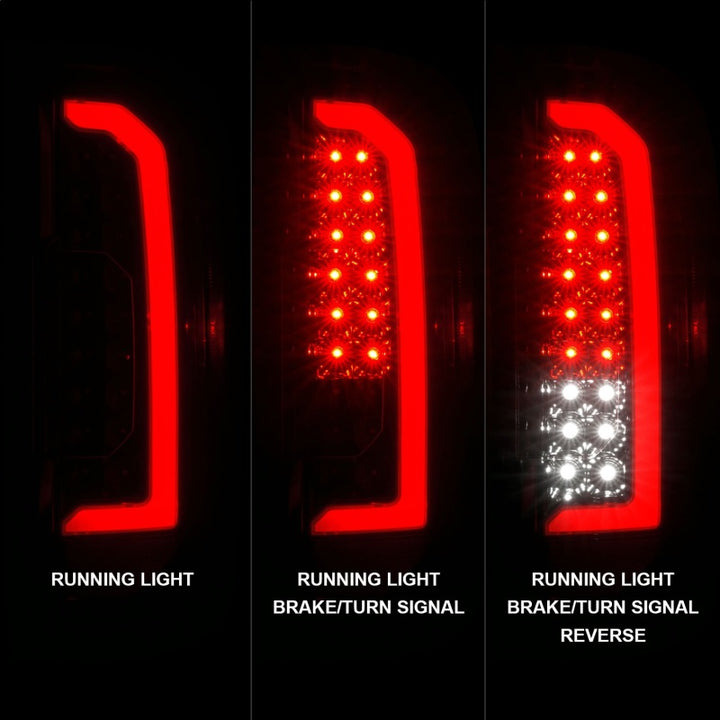 ANZO 15-21 GMC Canyon Full LED Taillights w/ Red Lightbar Black Housing/Clear Lens - Bull Strap