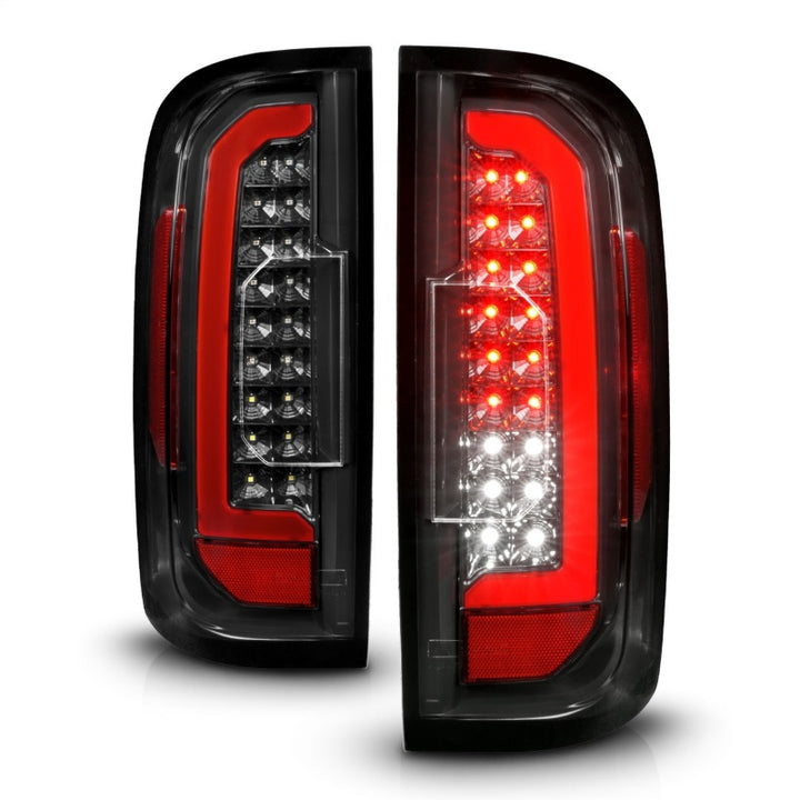 ANZO 15-21 GMC Canyon Full LED Taillights w/ Red Lightbar Black Housing/Clear Lens - Bull Strap