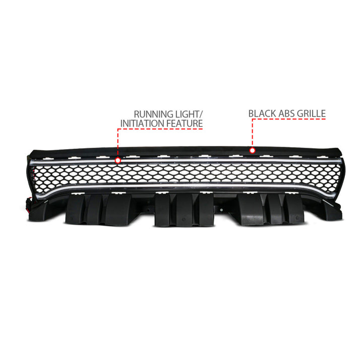 ANZO 15-23 Dodge Charger Black LED Grille w/ Initiation & Running Light/DRL Bar - Bull Strap