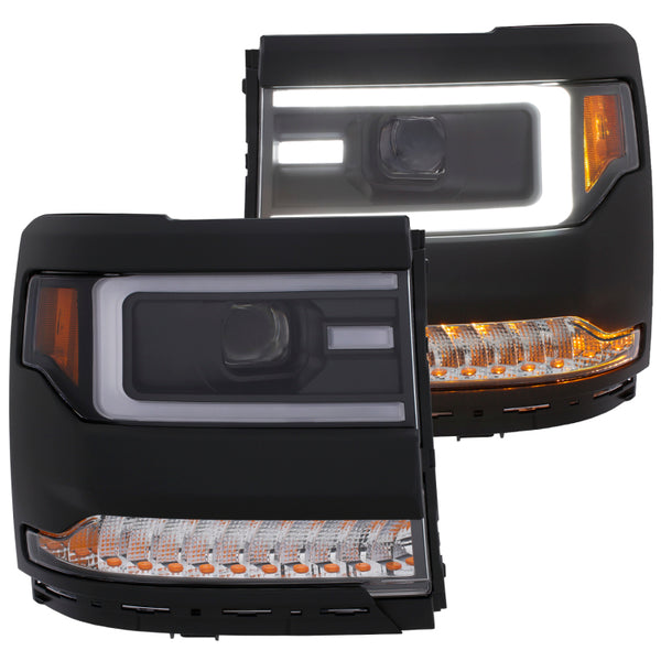 ANZO 16-17 Chevy Silverado 1500 Prjctr. Headlight Plank Styl. w/Amber (Only Work w/HID Equip. Truck) - Bull Strap