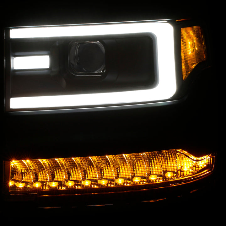 ANZO 16-17 Chevy Silverado 1500 Prjctr. Headlight Plank Styl. w/Amber (Only Work w/HID Equip. Truck) - Bull Strap