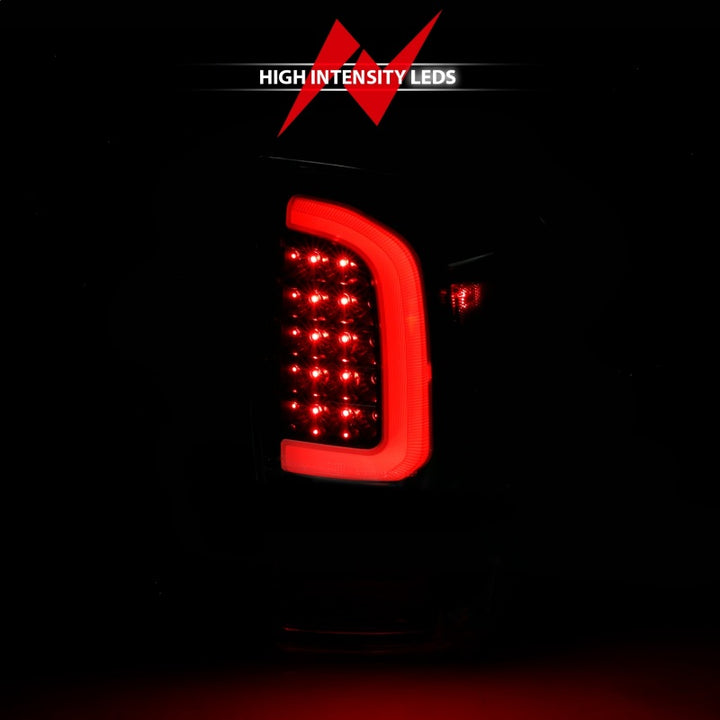 ANZO 16-21 Toyota Tacoma LED Tail Lights - w/ Light Bar Sequential Black Housing & Smoke Lens - Bull Strap