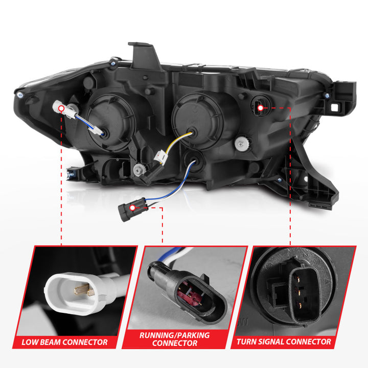 ANZO 16-22 Toyota Tacoma SR/SR5 ONLY Full LED Proj Headlights w/Light Bar Seq. Blk w/Initiation Lgt - Bull Strap