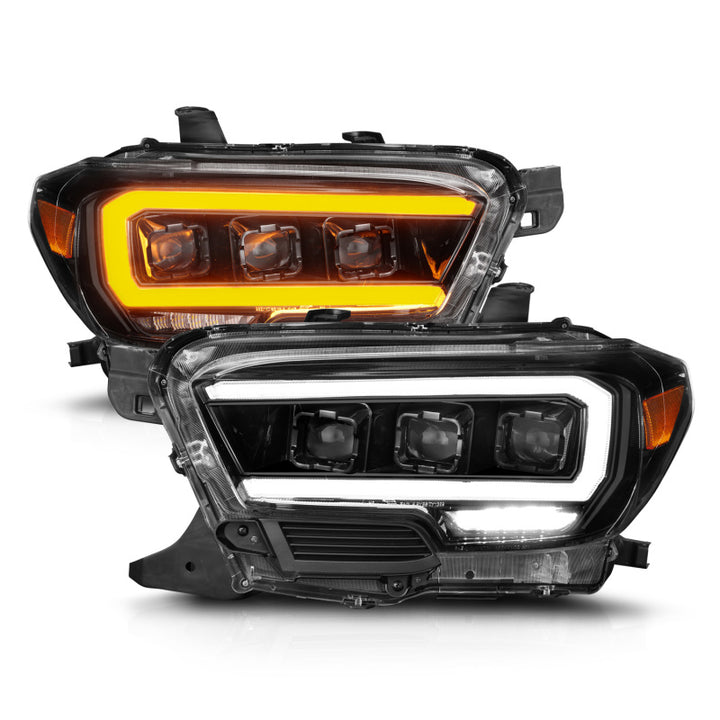 ANZO 16-22 Toyota Tacoma SR/SR5 ONLY Full LED Proj Headlights w/Light Bar Seq. Blk w/Initiation Lgt - Bull Strap